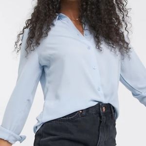 NWT Blue Button Down Transparent Top